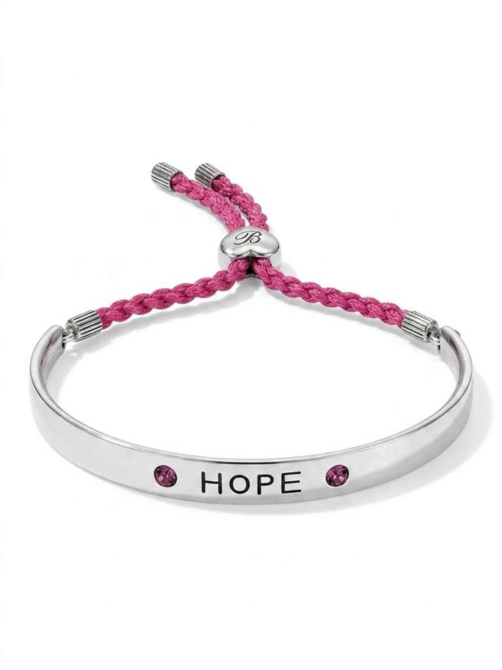Brighton Color Cast HOPE Fuschia Pink Silver Tone Bracelet